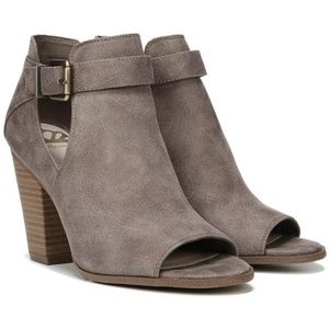 Fergalicious faux suede peep toe bootie 8.5